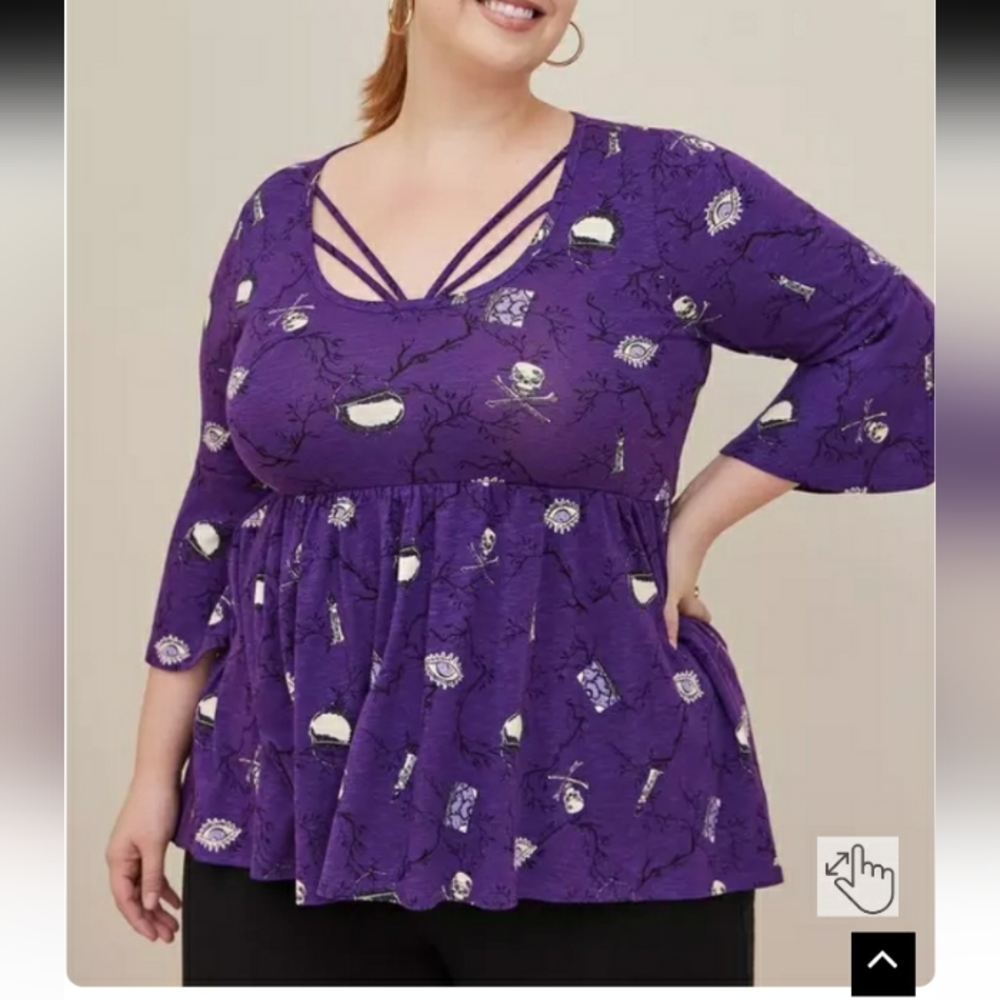 Plus Size 4x Torrid Disney Bell Sleeve Babydoll Top Shirt Hocus Pocus